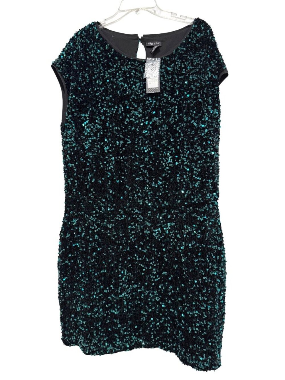 City Chic Emerald Sequin Cap Sleeve Mini Dress Party Cocktail Elegant Sz18 NWT
